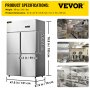 VEVOR Commercial Reach-in Refrigerator, 4 Doors Upright Beverage Cooler, 27.5 Cu.Ft Side by Side Freezer, Stainless Steel Merchandiser Refrigerators, Business Food Fridge for Snacks & Drinks, Silver