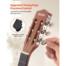 VEVOR Classical Guitar, 36 Inch, Wood Classical Guitar Starter Kit for Beginners, with Nylon Strings, Gig Bag, Strap, Tuner, Extra Strings, Picks, Capo, Sapele & Rosewood, for Kids Girls Boys, Natural