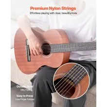 VEVOR Classical Guitar, 36 Inch, Wood Classical Guitar Starter Kit for Beginners, with Nylon Strings, Gig Bag, Strap, Tuner, Extra Strings, Picks, Capo, Sapele & Rosewood, for Kids Girls Boys, Natural