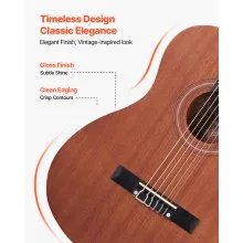 VEVOR Classical Guitar, 36 Inch, Wood Classical Guitar Starter Kit for Beginners, with Nylon Strings, Gig Bag, Strap, Tuner, Extra Strings, Picks, Capo, Sapele & Rosewood, for Kids Girls Boys, Natural