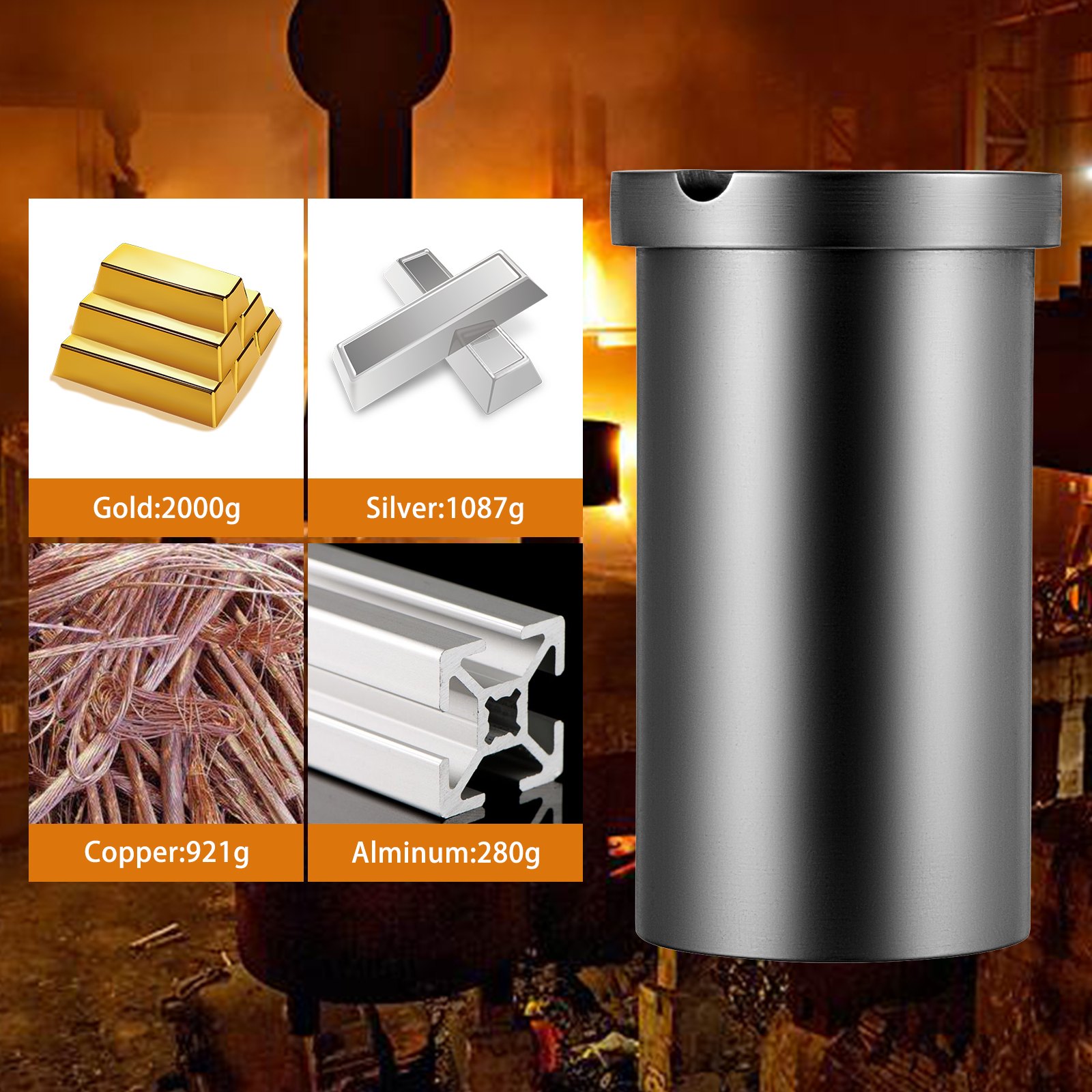 VEVOR High Purity Graphite Crucible, 2 kg Graphite Furnace, Single Ring Graphite Crucible for Melting Metal Gold Silver Copper Aluminum, Smelting Furnace Metal Graphite Jewelry Casting Tools