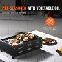 VEVOR Reversible Grill/Griddle, 9.7"x16.7" Pre-Seasoned Cast Iron Griddle, Rectangular Double Burner Griddle Pan, Non-Stick Family Pan Cookware with Handles, Flat Top Plate for BBQ, Gas Grill, Black