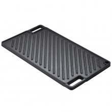 VEVOR Reversible Grill/Griddle, 9.7"x16.7" Pre-Seasoned Cast Iron Griddle, Rectangular Double Burner Griddle Pan, Non-Stick Family Pan Cookware with Handles, Flat Top Plate for BBQ, Gas Grill, Black
