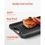 VEVOR 20x10 in Reversible Grill Griddle Pre-Seasoned BBQ Pan Cast Iron Black