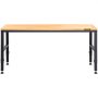 VEVOR Workbench Adjustable Height, 72" L x 25" W Garage Table with 28.5"-38.3" Heights & 2000 LBS Capacity, Power Outlets & Hardwood Top & Metal Frame & Foot Pads, for Workshop Office Home
