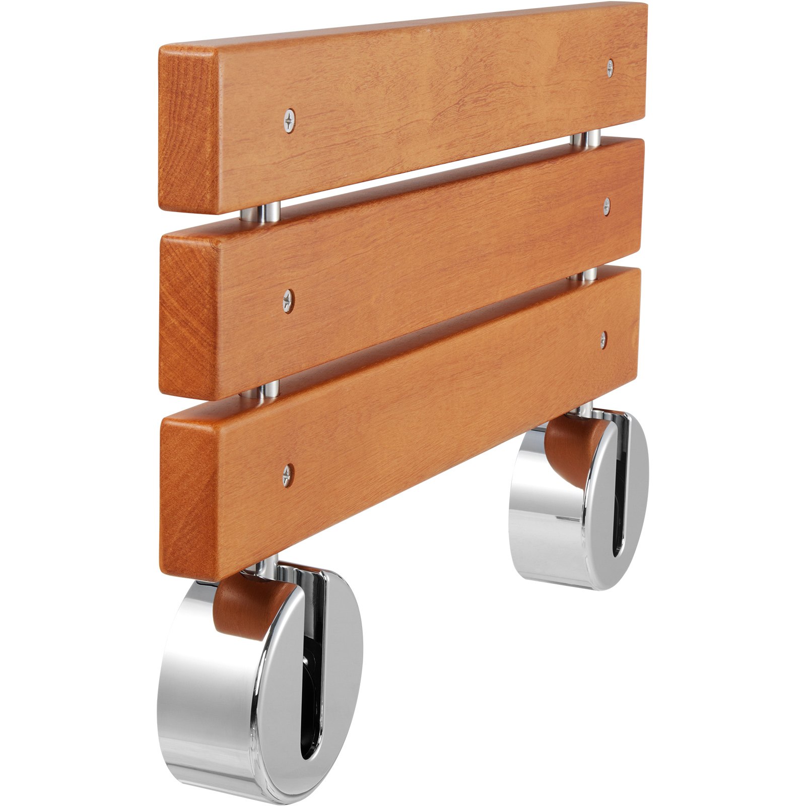 VEVOR Folding Teak Shower Seat, 20.1" x 13.2" Unfolded, Wall Mounted Fold Up Shower Bench with 440 lbs Load Capacity, Space Saving Home Care Fold Down Shower Chair, for Seniors Pregnant Women Children