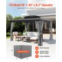 VEVOR Gazebo Privacy Curtain 10' x 10' x 6.7' Waterproof Gazebo Curtains Gray