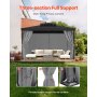 VEVOR Gazebo Privacy Curtain 10' x 10' x 6.7' Waterproof Gazebo Curtains Gray