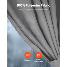 VEVOR Gazebo Privacy Curtain 10' x 10' x 6.7' Waterproof Gazebo Curtains Gray