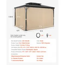 VEVOR Gazebo Privacy Curtain 12' x 10' x 7.3' Gazebo Curtains Khaki