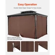VEVOR Gazebo Privacy Curtain 12' x 12' x 6.9' Waterproof Gazebo Curtains Coffee