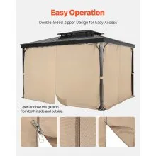 VEVOR Gazebo Privacy Curtain 13' x 10' x 7' Gazebo Curtains Khaki