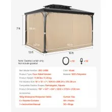 VEVOR Gazebo Privacy Curtain 13' x 10' x 7' Gazebo Curtains Khaki