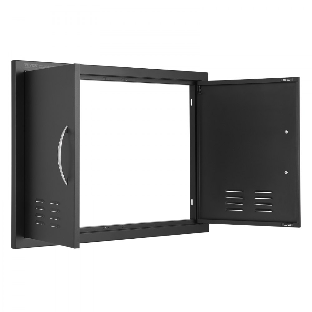 VEVOR BBQ Access Door,762 x533 mm Double Outdoor Kitchen Door, Cold Plate Flush Mount Door, Wall Vertical Door with Handles and Ventss, for BBQ Island, Grilling Station, Outside Cabinet