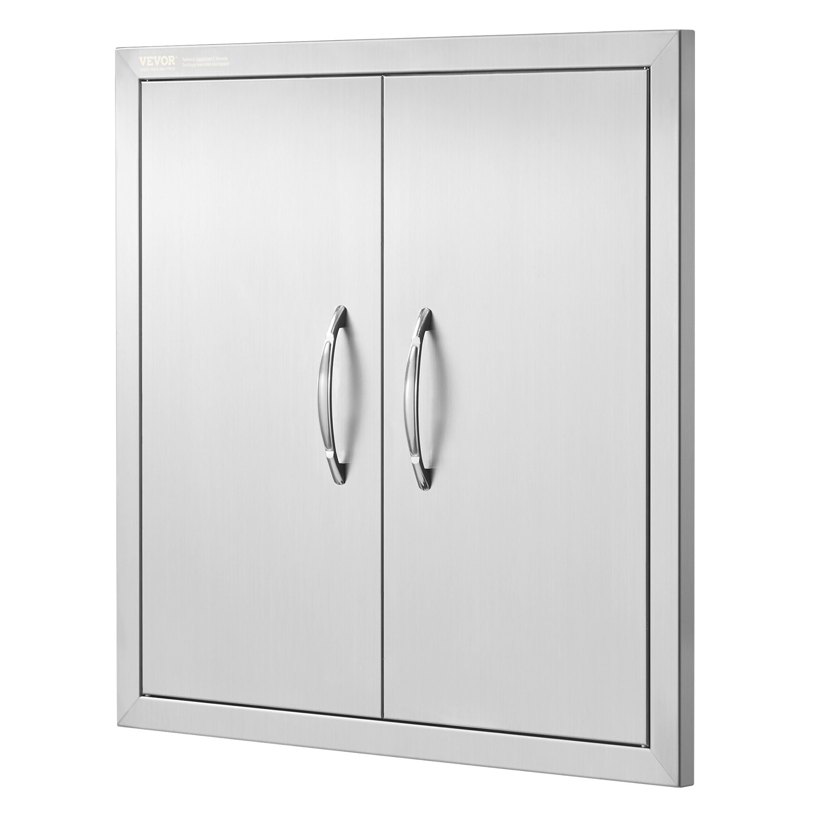 VEVOR BBQ Access Door, 610x610 mm Double Outdoor Kitchen Door, Stainless Steel Flush Mount Door, Double Wall Vertical Door with Handles and Hooks, for BBQ Island, Grilling Station, Outside Cabinet