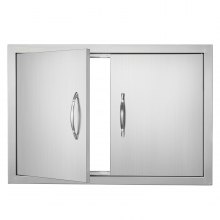 VEVOR BBQ Access Door, 28W x 19H Inch Double Outdoor Kitchen Door, Stainless Steel Flush Mount Door, Wall Vertical Door with Handles, for BBQ Island, Grilling Station, Outside Cabinet