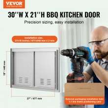 VEVOR 762x533 mm BBQ Island Access Door Outdoor Kitchen Door Stainless Steel