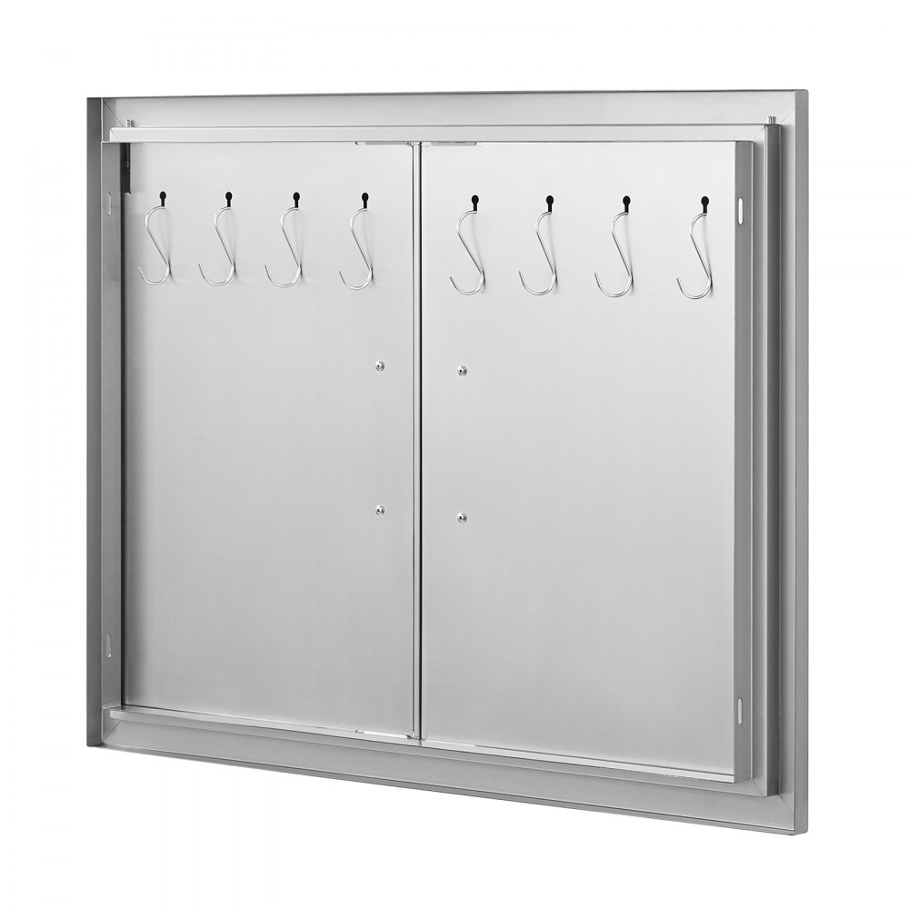 VEVOR BBQ Access Door, 787x609 mm Double Outdoor Kitchen Door, Stainless Steel Flush Mount Door, Double Wall Vertical Door with Handles and Hooks, for BBQ Island, Grilling Station, Outside Cabinet