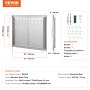 Ușă de acces la grătar VEVOR, 787x609 mm ușă dublă de bucătărie exterioară, ușă din oțel inoxidabil, ușă verticală cu perete dublu cu mânere și cârlige, pentru insulă BBQ, stație de grătar, dulap exterior