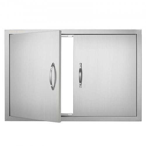 VEVOR BBQ Access Door, 33W x 22H Inch Double Outdoor Kitchen Door, Stainless Steel Flush Mount Door, Wall Vertical Door with Handles, for BBQ Island, Grilling Station, Outside Cabinet