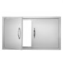 Ușă de acces la grătar VEVOR, 863x482 mm ușă dublă de bucătărie exterioară, ușă din oțel inoxidabil, ușă verticală de perete cu mânere, pentru insula BBQ, stație de grătar, dulap exterior