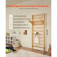 VEVOR Swedish Ladder Wall Gym 10-Level Wooden Indoor Playground Climbing Ladder