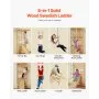 VEVOR Swedish Ladder Wall Gym, 8-in-1 15 Levels Solid Wood Indoor Jungle Gym, 220LBS Wall Stall Bars Climbing Playset with Wall Ladder, Slide Board, Pull-Up Bar, Gym Rings, Swing Seat, Rope Ladder
