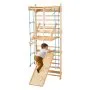 VEVOR Swedish Ladder Wall Gym, 8-in-1 15 Levels Solid Wood Indoor Jungle Gym, 220LBS Wall Stall Bars Climbing Playset with Wall Ladder, Slide Board, Pull-Up Bar, Gym Rings, Swing Seat, Rope Ladder