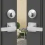 VEVOR Double Door Handle Set, Satin Nickel Square Door Lever, Heavy Duty Double Front Door Handle Set with Dummy, Double Door Lock Set with Reversible Handle Lever, for Front Door or Office Door
