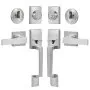 VEVOR Double Door Handle Set, Satin Nickel Square Door Lever, Heavy Duty Double Front Door Handle Set with Dummy, Double Door Lock Set with Reversible Handle Lever, for Front Door or Office Door