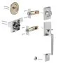 VEVOR Double Door Handle Set, Satin Nickel Square Door Lever, Heavy Duty Double Front Door Handle Set with Dummy, Double Door Lock Set with Reversible Handle Lever, for Front Door or Office Door