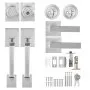 VEVOR Double Door Handle Set, Satin Nickel Square Door Lever, Heavy Duty Double Front Door Handle Set with Dummy, Double Door Lock Set with Reversible Handle Lever, for Front Door or Office Door