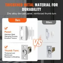 VEVOR Double Door Handle Set, Satin Nickel Square Door Lever, Heavy Duty Double Front Door Handle Set with Dummy, Double Door Lock Set with Reversible Handle Lever, for Front Door or Office Door