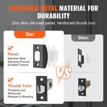 VEVOR Double Door Handle Set, Matte Black Square Door Lever, Double Front Door Handle Set with Reversible Handle Lever, Heavy Duty Double Door Lock Set with Dummy, for Office Door or Front Door
