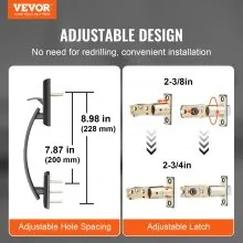 VEVOR Double Door Handle Set, Matte Black Arched Door Lever, Double Front Door Handle Set with Reversible Handle Lever, Heavy Duty Double Door Lock Set with Dummy, for Office Door or Front Door