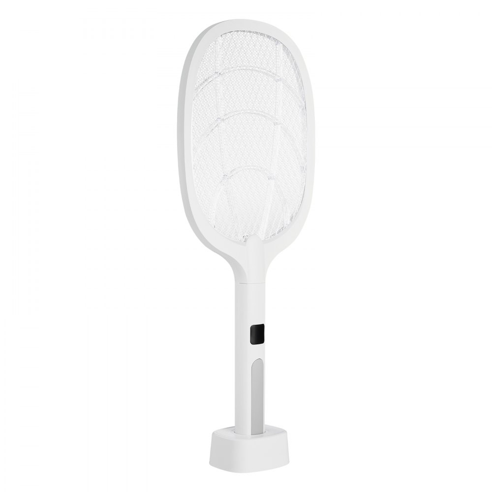 VEVOR Electric Fly Swatter, Zapper Racket with 3 Layers Mesh & Digital Screen Display, Dual Modes Fly Killer with 1500mAh Battery Rechargeable for Home, Bedroom, Kitchen and Patio, White