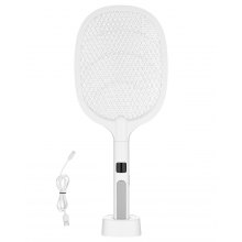 VEVOR Electric Fly Swatter 3 Layers Mesh & Screen Display 1500mAh Battery White
