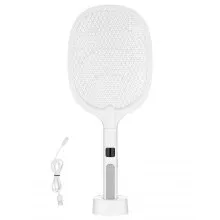 VEVOR Electric Fly Swatter 3 Layers Mesh & Screen Display 1500mAh Battery White