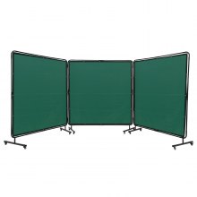 VEVOR Welding Screen with Frame, 6' x 6' 3 Panel Welding Curtain Screens, Flame-Resistant Vinyl Welding Protection Screen on 12 Swivel Wheels (6 Lockable), Moveable & Professional for Workshop, Green