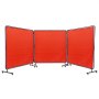 VEVOR Welding Screen with Frame, 6' x 6' 3 Panel Welding Curtain Screens, Flame-Resistant Vinyl Welding Protection Screen on 12 Swivel Wheels (6 Lockable), Moveable & Professional for Workshop, Red