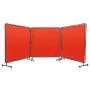 VEVOR Welding Screen with Frame, 1.8 x 1.8 m 3 Panel Welding Curtain Screens, Flame-Resistant Vinyl Welding Protection Screen on 12 Swivel Wheels (6 Lockable), Moveable & Professional for Workshop, Red