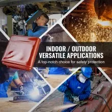 VEVOR Welding Screen with Frame, 6' x 6' 3 Panel Welding Curtain Screens, Flame-Resistant Vinyl Welding Protection Screen on 12 Swivel Wheels (6 Lockable), Moveable & Professional for Workshop, Red