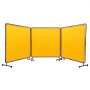 Ecran de sudură VEVOR cu cadru, 6' x 6' 3 panouri cortină de sudură, ecran de protecție de sudură din vinil rezistent la flacără pe 12 roți pivotante (6 blocabile), mobil și profesional pentru atelier, galben