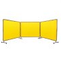 Svářečská zástěna VEVOR s rámem, 6' x 8' 3 panelové zástěny pro svařování, vinylová ochranná zástěna pro svařování plamenem na 12 otočných kolech (6 uzamykatelných), pohyblivá a profesionální pro dílnu, žlutá