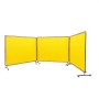VEVOR Welding Screen with Frame, 6' x 8' 3 Panel Welding Curtain Screens, Flame-Resistant Vinyl Welding Protection Screen on 12 Swivel Wheels (6 Lockable), Moveable & Professional for Workshop, Yellow