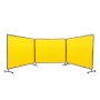 VEVOR Welding Screen with Frame, 6' x 8' 3 Panel Welding Curtain Screens, Flame-Resistant Vinyl Welding Protection Screen on 12 Swivel Wheels (6 Lockable), Moveable & Professional for Workshop, Yellow