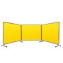 VEVOR Welding Screen with Frame, 6' x 8' 3 Panel Welding Curtain Screens, Flame-Resistant Vinyl Welding Protection Screen on 12 Swivel Wheels (6 Lockable), Moveable & Professional for Workshop, Yellow
