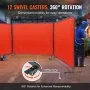VEVOR Welding Screen with Frame, 1.8 x 2.4 m 3 Panel Welding Curtain Screens, Flame-Resistant Vinyl Welding Protection Screen on 12 Swivel Wheels (6 Lockable), Moveable & Professional for Workshop, Red
