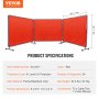 Svářečská zástěna VEVOR s rámem, 6' x 8' 3 panelové zástěny pro svařování, ohnivzdorná vinylová ochranná zástěna pro svařování na 12 otočných kolech (6 uzamykatelných), pohyblivá a profesionální pro dílnu, červená