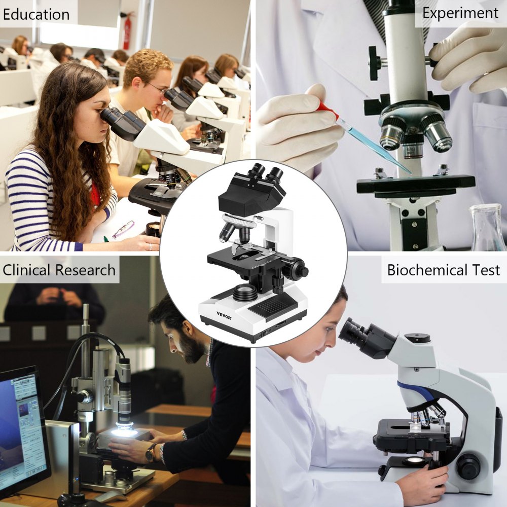 Vevor Binocular Compound Microscope Digital Compound Microscope 40x-2500x Lab